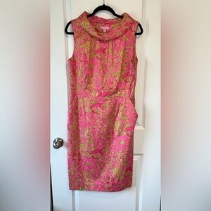 Lilly Pulitzer Women's Floral Sleeveless Sheath Cowl Neck Cotton Dress